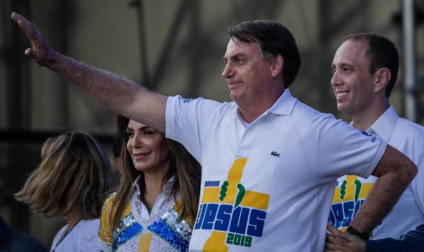 O presidente Jair Bolsonaro, durante Marcha para Jesus, em SÃ£o Paulo. (Foto: Eduardo Anizelli/Folhapress)