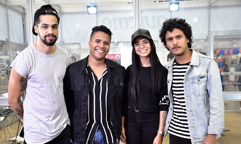 Be One Music no stand do Portal Guiame durante a ExpoEvangélica 2019. (Foto: Irion Oliveira/Guiame)