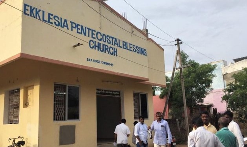 Fachada da Igreja Pentecostal Blessing Church, em Chennai, na Índia. (Foto: Reprodução/Morning Star News)