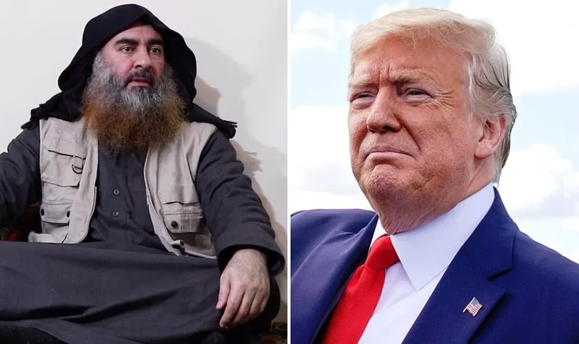 O líder do Estado islâmico, Abu Bakr al Bagdadi [à esquerda); e o presidente americano Donaldo Trump. (Foto: Reprodução/Vox/National Revew)