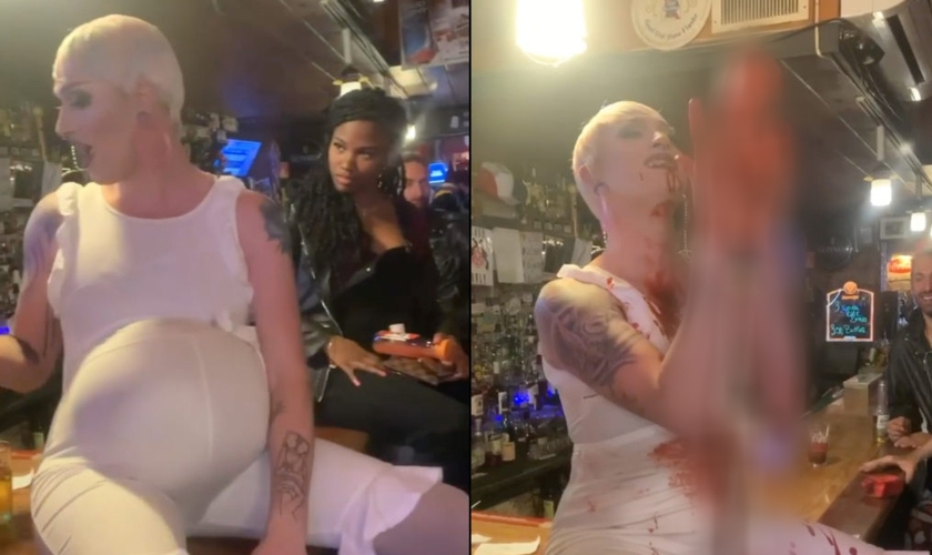 Drag queen simula aborto durante apresentação pública. (Foto: Reprodução/Instagram)