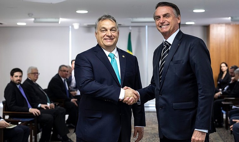 Primeiro-ministro da Hungria, Viktor Orbán, ao lado do presidente Jair Bolsonaro. (Foto: Assessoria de Imprensa do Primeiro-Ministro/Balázs Szecsődi)