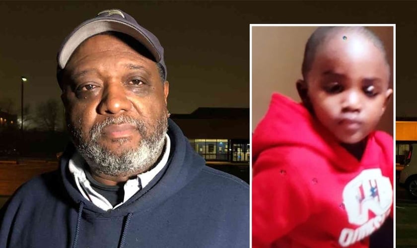 Keith Rollins e Ethan Adeyemi, de 2 anos, que estava desaparecido. (Foto: Reprodução/God TV)