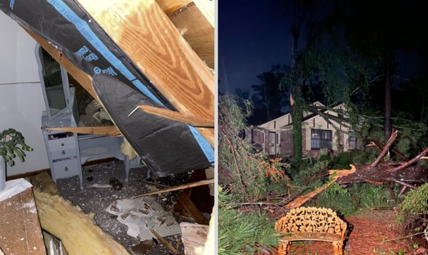 Casa foi danificada por uma forte tempestade nos EUA. (Foto: Victoria De Cardenas/WGXA)