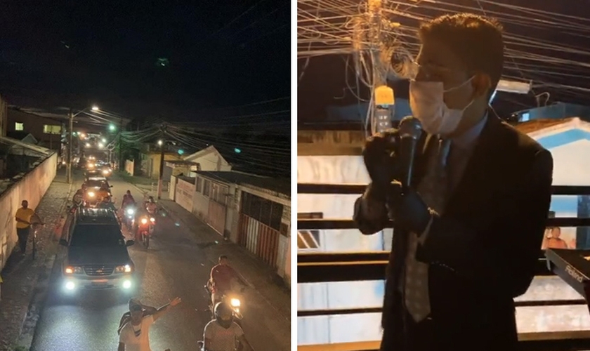 Culto foi feito em cima de trio elétrico acompanhado de carros em Bayeux, na Paraíba. (Foto: Instagram/Eron Cruz)