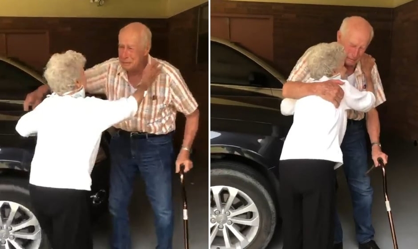 Casados há 71 anos, David e Loretta Bowen se viram após semanas separados. (Foto: Reprodução/Instagram/Krista Kellum)