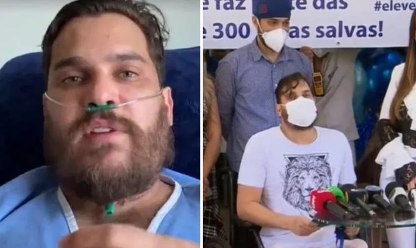O sertanejo Cauan: internado e no momento da alta após Covid-19. (Foto: Reprodução/Veja)