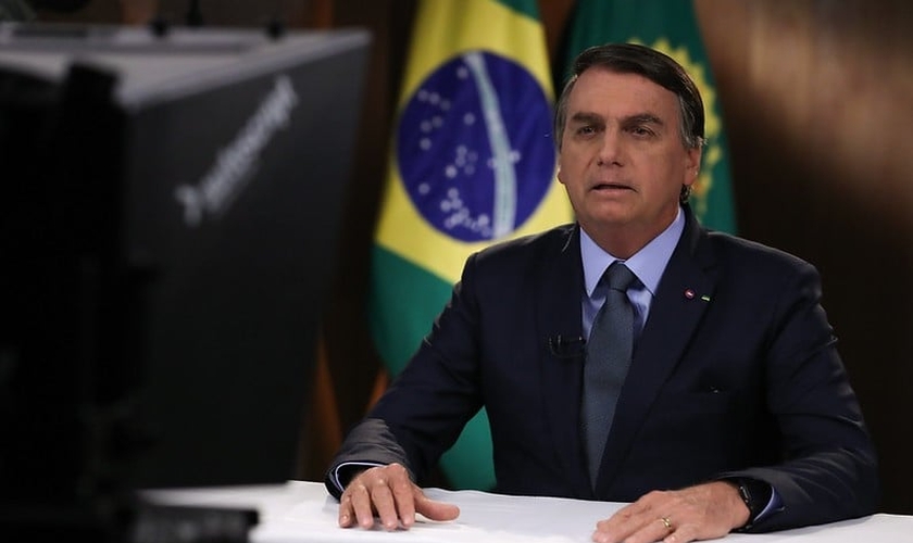 Presidente da República Jair Bolsonaro, durante gravação de discurso para a 75ª Assembleia Geral da ONU. (Foto: Marcos Corrêa/PR)