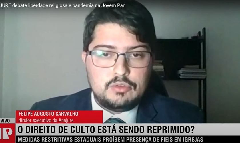 Felipe Augusto Carvalho, diretor executivo da Anajure, fala sobre liberdade de religião na Jovem Pan. (Foto: Reprodução/YouTube)