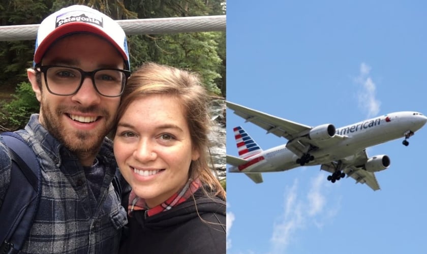 Kyle Donn e a esposa Brittany viajavam no voo 2775 da American Airlines, que havia acabado de decolar de Charlotte e se dirigia para Seattle, nos Estados Unidos, no domingo (30). (Foto: Reprodução/Facebook).