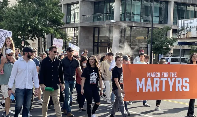 Marcha pelos Mártires em Washington, no sábado (25). (Foto: Christine Rousselle/CNA).