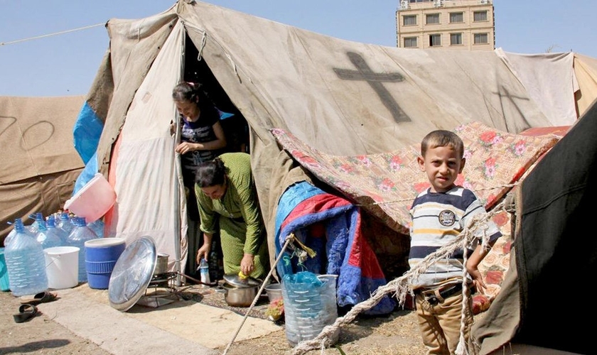 Cristãos sírios refugiados. (Foto: Reprodução / World Watch Monitor)