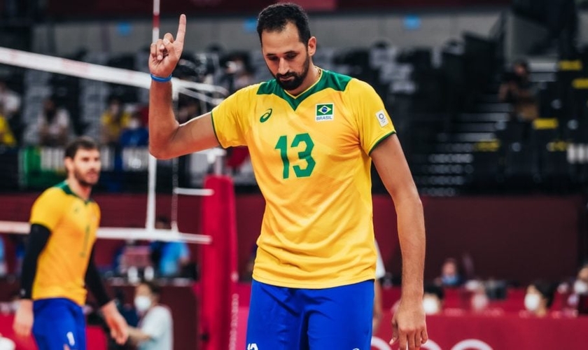 Maurício Souza durante partida da seleção brasileira nos Jogos Olímpicos de Tóquio.| (Foto: Miriam Jeske/COB)