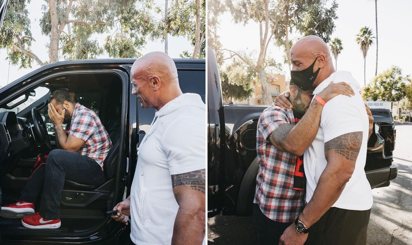 O ator Dwayne Johnson deu seu carro a Oscar Rodriguez. (Foto: The Rock/Instagram)
