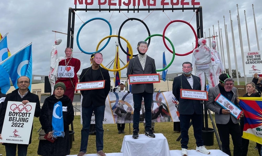 Protesto contra os Jogos de Inverno na China. (Foto: Facebook/Australia Tibet Council).