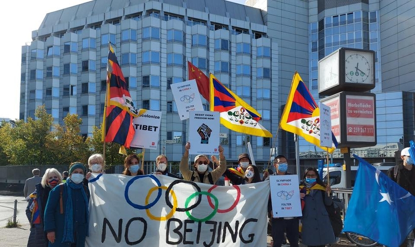 Protesto contra os Jogos de Inverno na China. (Foto: Facebook/Australia Tibet Council).