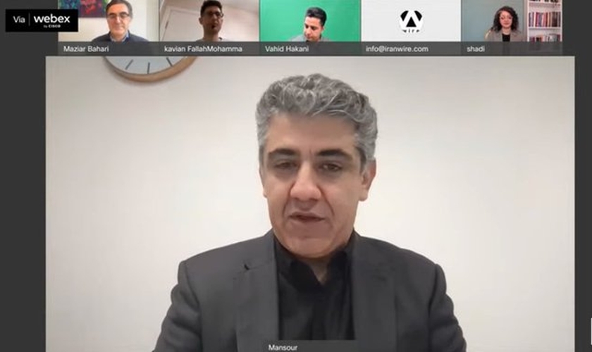 Maziar Bahari, da IranWire, foi um dos apresentadores do webinar “A Perseguição aos Cristãos no Irã”. (Foto: Reprodução / Article 18)