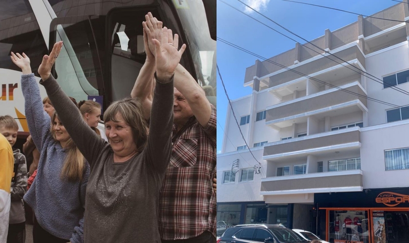 No Paraná, a igreja acolhedora alugou um prédio inteiro para 11 famílias morarem. (Foto: Cortesia/Elias Dantas).