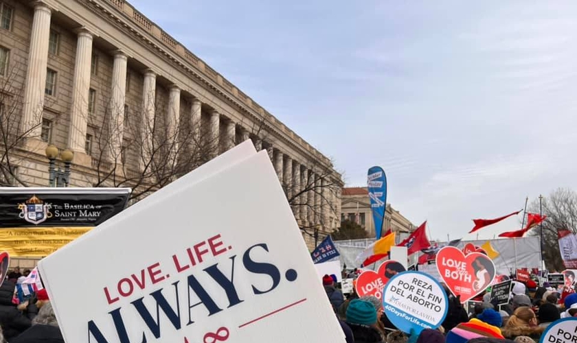 Manifestantes pró-vida em frente à Suprema Corte dos EUA. (Foto: Americans United for Life)