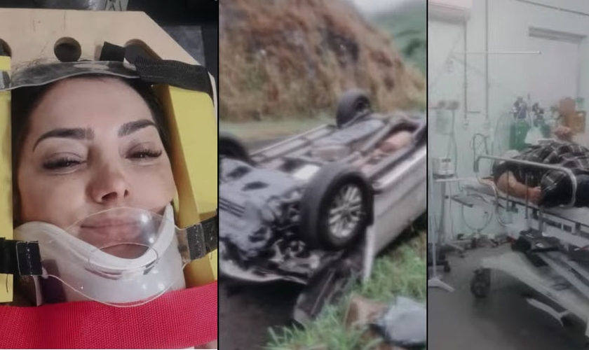 Eyshila e o pastor Odilon Santos sofreram um grave acidente de carro na semana passada. (Foto: Instagram/Eyshila Santos).