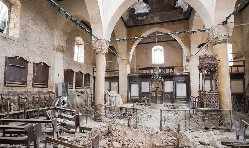 Uma igreja ortodoxa danificada em Aleppo, na Síria. (Foto: Imagem ilustrativa/Open Doors).