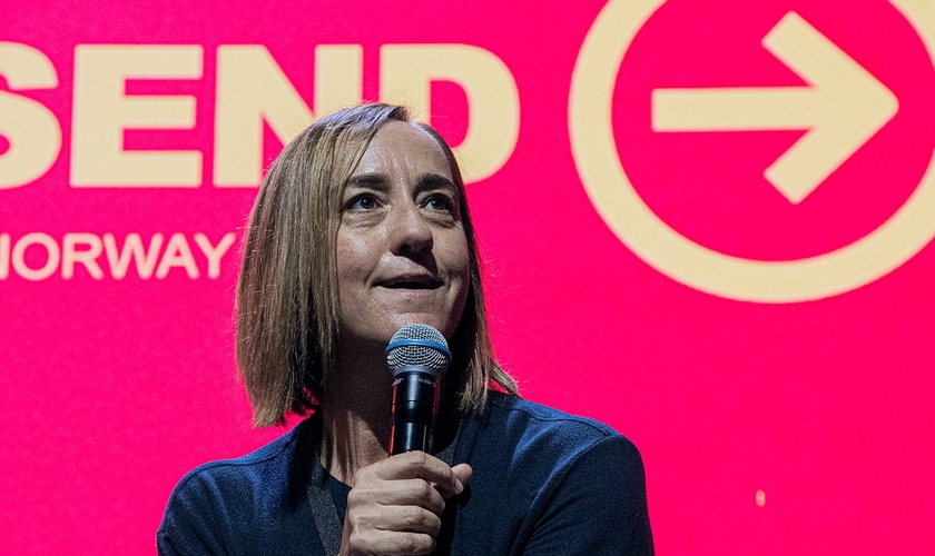 Christine Caine em ministração no The Send Norway. (Foto: Guiame/Marcos Paulo Corrêa)