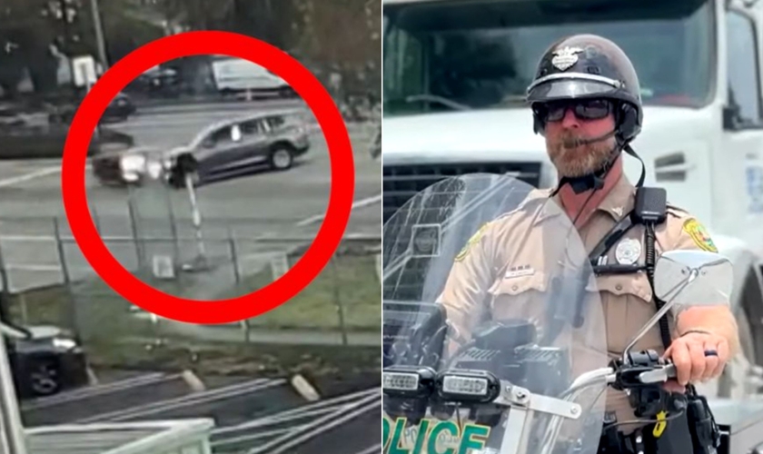 Matt Larsh foi atingido por uma caminhonete e lançado a seis metros. (Foto: YouTube/WPLG Local 10).