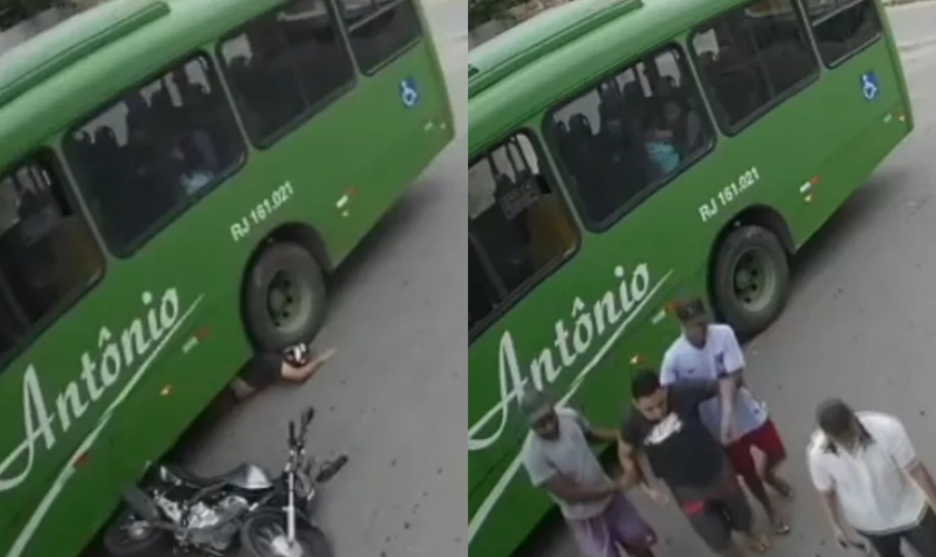Alex Silva, de 19 anos, não sofreu ferimentos, se levantou e ainda saiu andando. (Foto: Reprodução).