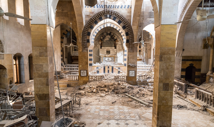 Igreja atacada na Síria. (Foto: Portas Abertas)