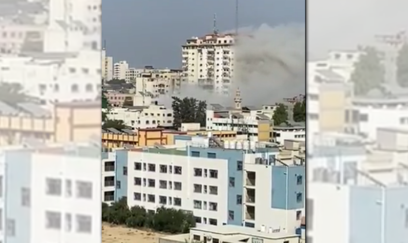 Cenas do início do bombardeio israelense em Gaza. (Captura de tela/Twitter/@qudsn)