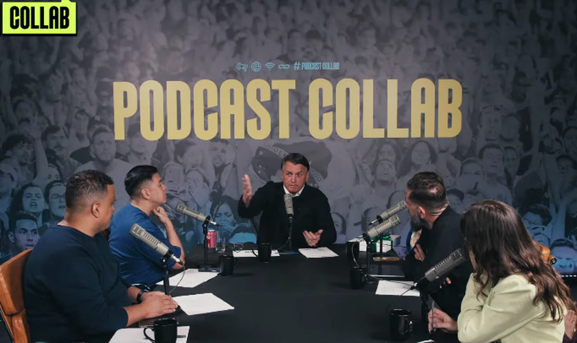 Jair Bolsonaro entrevistado no podcast Collab. (Captura de tela/Positivamente Podcast)