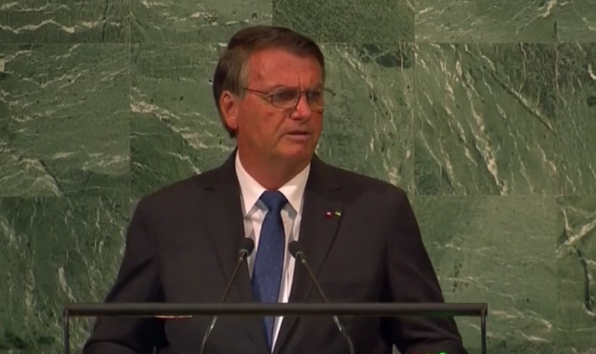 Jair Bolsonaro discursa na Assembleia Geral da ONU, 20 de setembro de 2022. (Captura de tela/BBC)