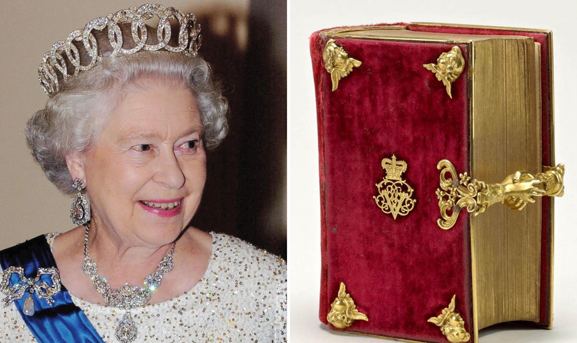 Rainha Elizabeth II e o Livro de orações da Rainha Victoria. (Foto: Instagram/Royal Collection Trust)