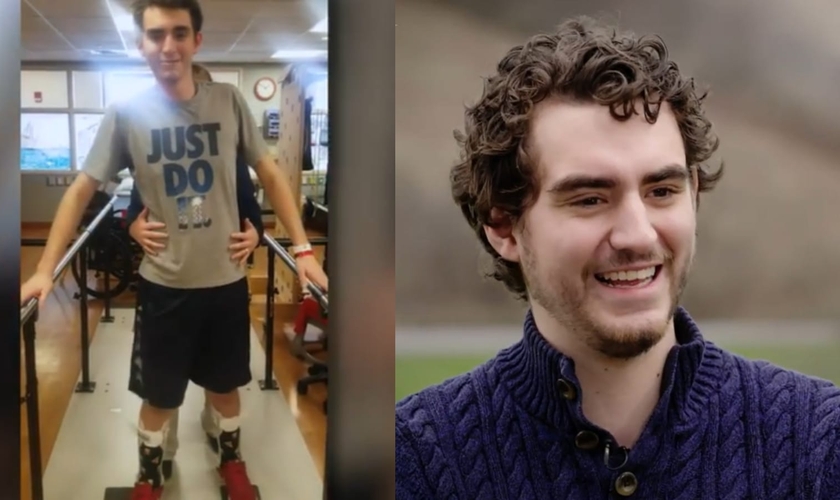 Ryan Kolonich fraturou a medula espinhal ao sofrer um acidente de esqui. (Foto: Reprodução/CBN News).