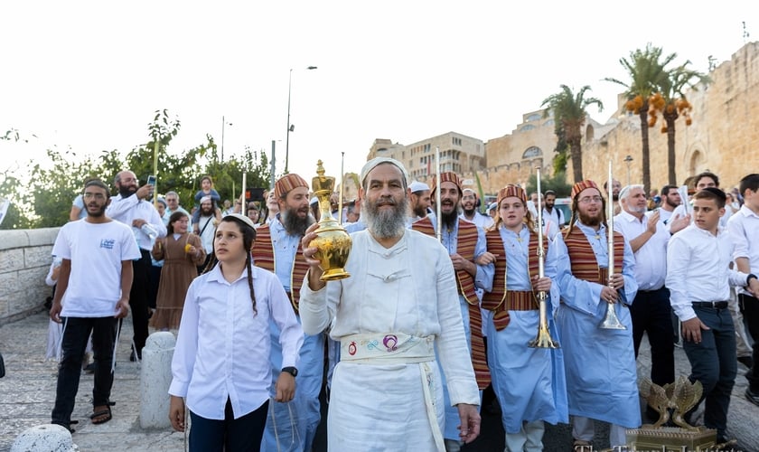 Festa de Sucot entre os judeus, em Jerusalém. (Foto: Instituto do Templo)