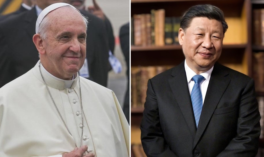 Papa Francisco e presidente chinês Xi Jinping. (Foto: Montagem/Wikimedia Commons)