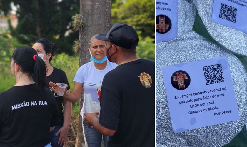Voluntários receberam participantes de evento esportivo com copo de água gelada. (Foto: Reprodução/Facebook Missão Encorajamento)