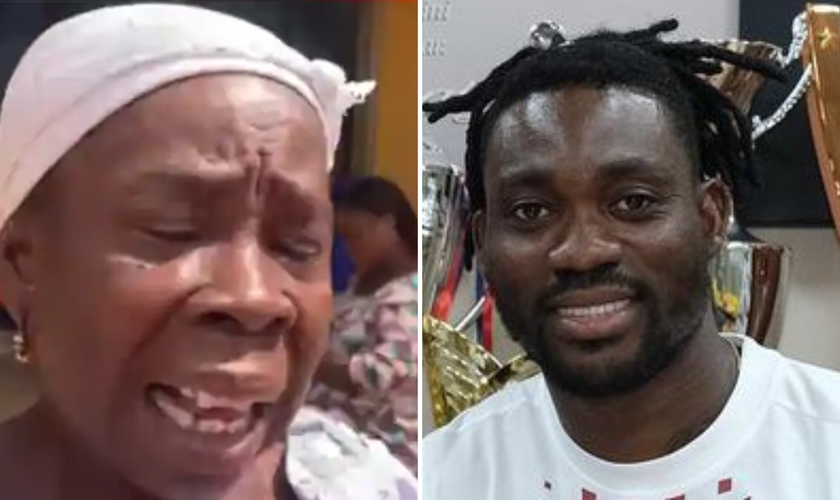 O jogador Christian Atsu e sua tia, que o criou como filho. (Foto: Instagram/Christian Atsu)