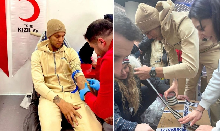 Souza ajudando sobreviventes após terremoto na Turquia. (Foto: Arquivo pessoal do jogador)