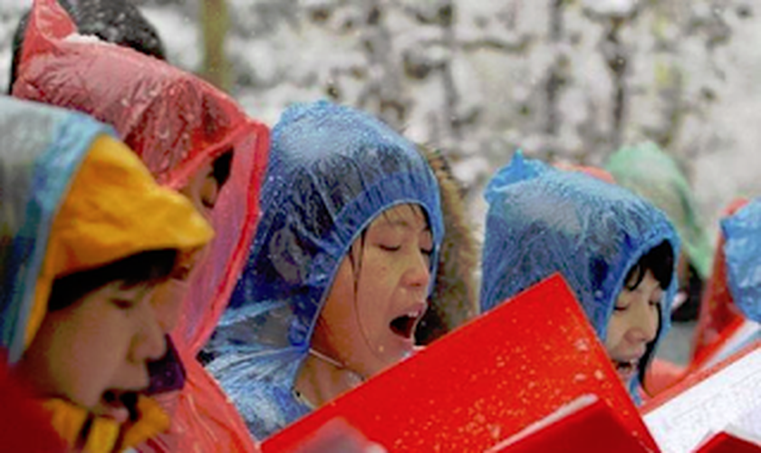 A Igreja Shouwang de Pequim durante um culto em um dia de neve em 2011. (Fonte: ChinaAid)