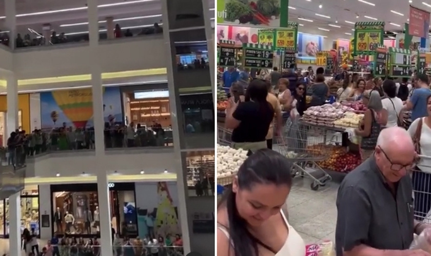 Clientes registraram o momento que impactou a todos. (Foto: Reprodução/Instagram/Gabriel Rodrigo/Isaias Saad)