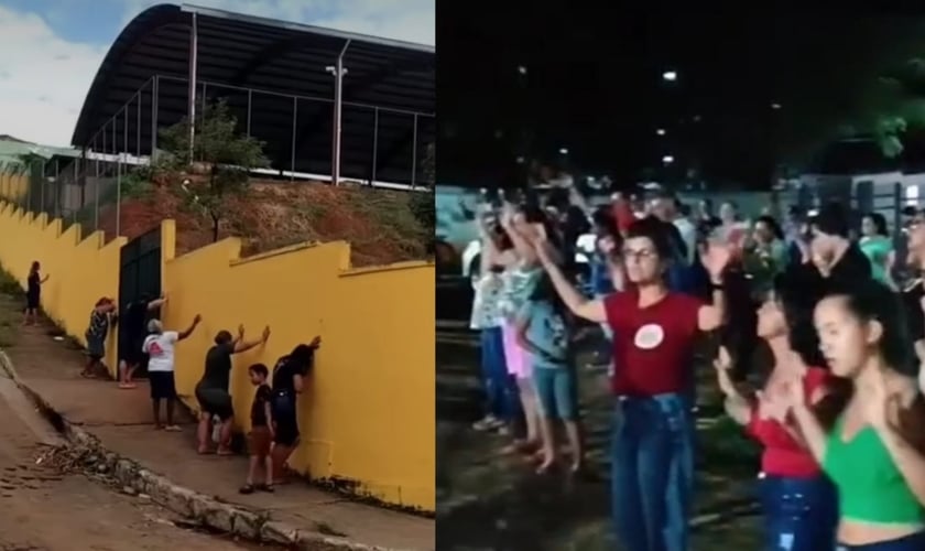 Em vários estados, cristãos oraram em frente a escolas pela proteção dos estudantes. (Foto: Reprodução/TikTok/miguelvelosoficial).