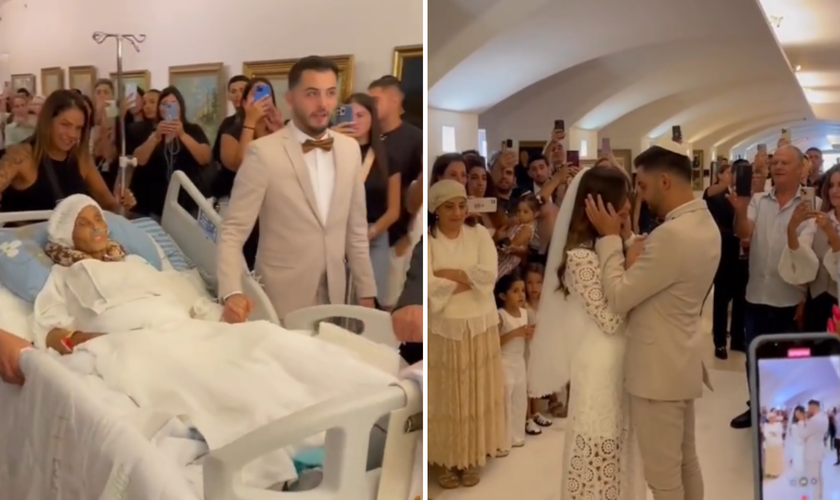 Casamento aconteceu em hospital de Israel. (Captura de tela/Instagram/Jewish Breaking News)