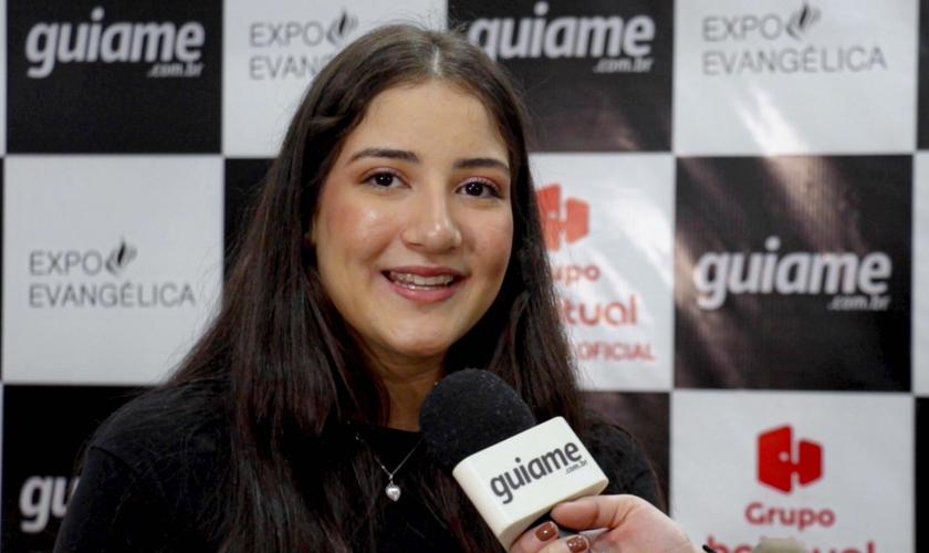 Brenda Danese na Expoevangélica 2023. (Foto: Reprodução/Guiame).