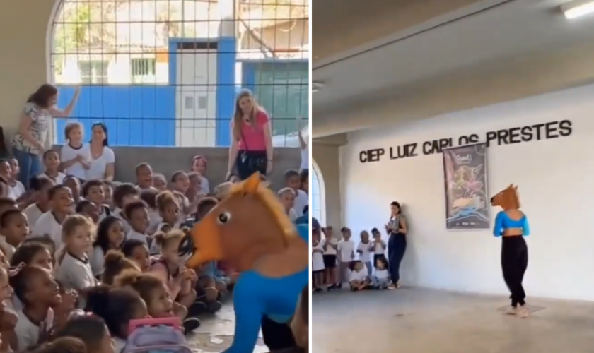 Performance em escola municipal no Rio. (Captura de tela/Instagram/Gustavo Gayer)