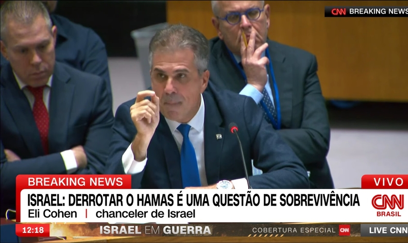 Chanceler de Israel, Eli Cohen. (Captura de tela: YouTube CNN Brasil)