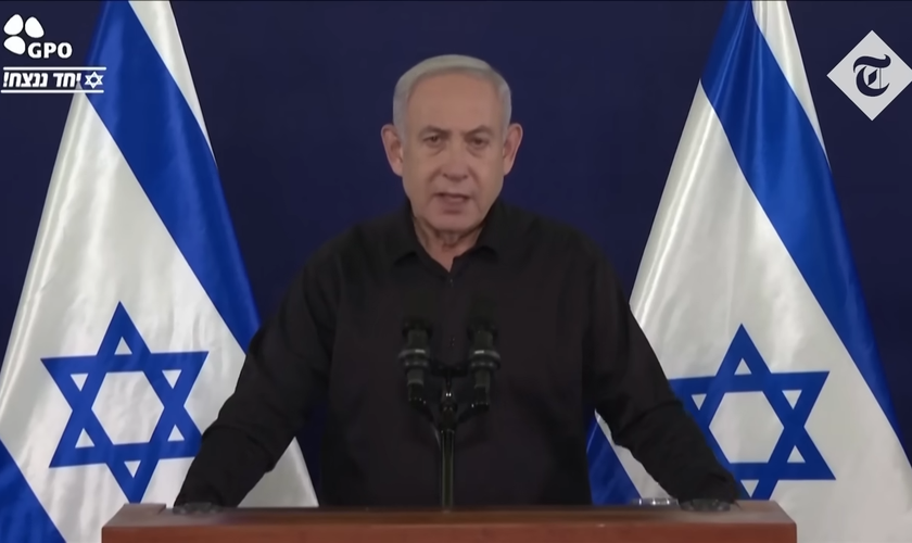 O primeiro-ministro de Israel, Benjamin Netanyahu. (Captura de tela/YouTube/The Telegraph)