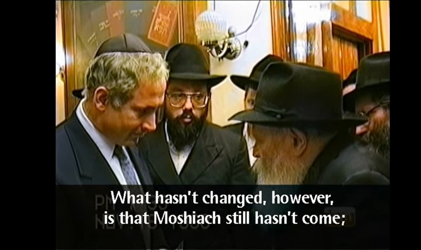 Benjamin Netanyahu e Menachem Mendel Schneerson, 1990. (Captura de tela: JEM The Lubavitcher Rebbe)