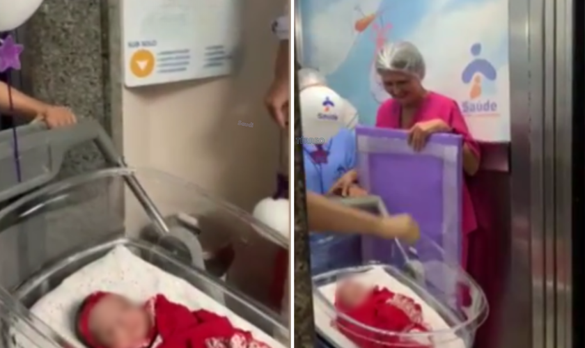 A pequena Íris deixa hospital após 4 meses. (Captura de tela/g1)