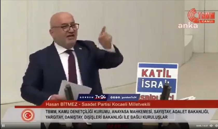 Deputado turco Hasan Bitmez. (Captura de tela/Jewishbreakingnews)